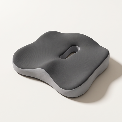Coussin d'assise ergonomique Orsalina, vue trois quarts sur fond écru