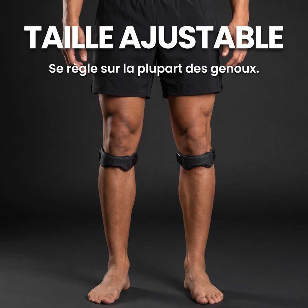 Taille ajustable : la sangle se règle sur la plupart des genoux