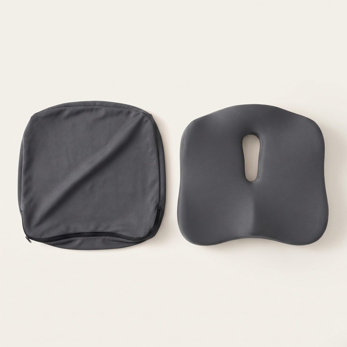 Le coussin Orsalina et sa housse déhoussable, vus de dessus
